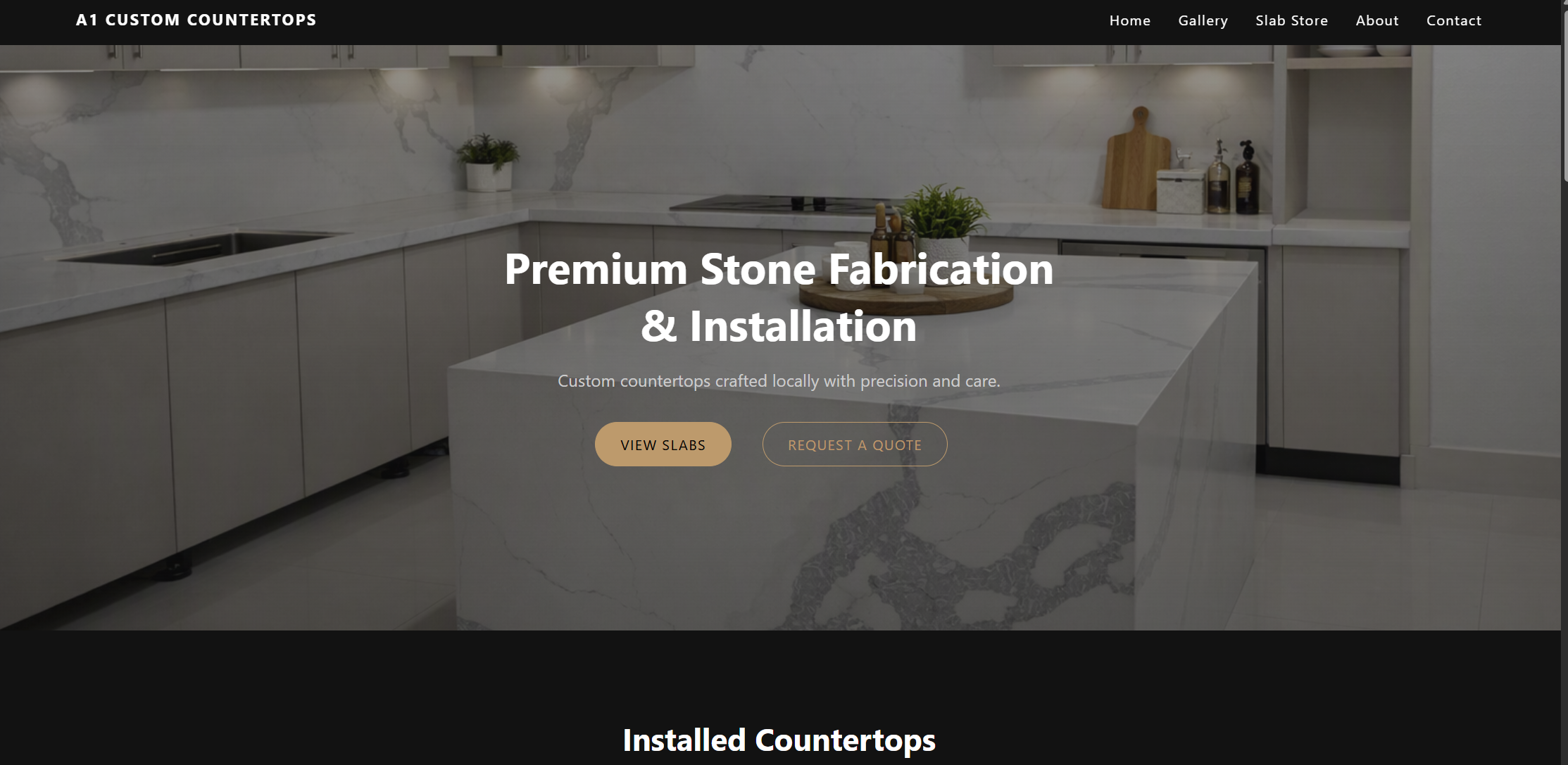 Website hero section preview for Juan A1 Custom Countertops LLC